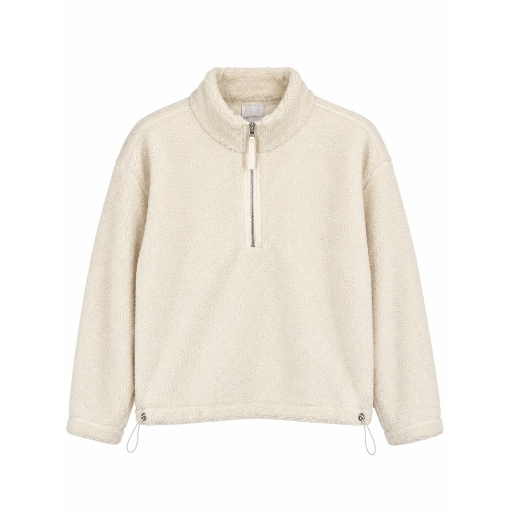 Tommy Bahama Mens Large Cream Sherpa Fleece Quarter Zip Pullover Jacket NEW